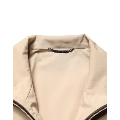 Dolce & Gabbana Brown Beige Cotton Zip Windbreaker Jacket