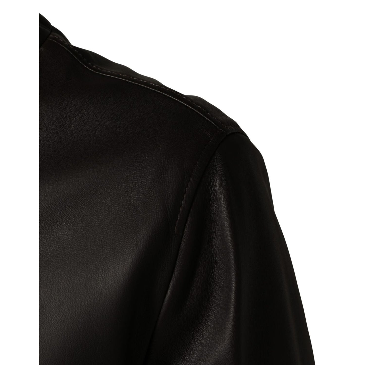 Dolce & Gabbana Black LambskinLeather Full Zip Biker Jacket