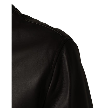 Dolce & Gabbana Black LambskinLeather Full Zip Biker Jacket