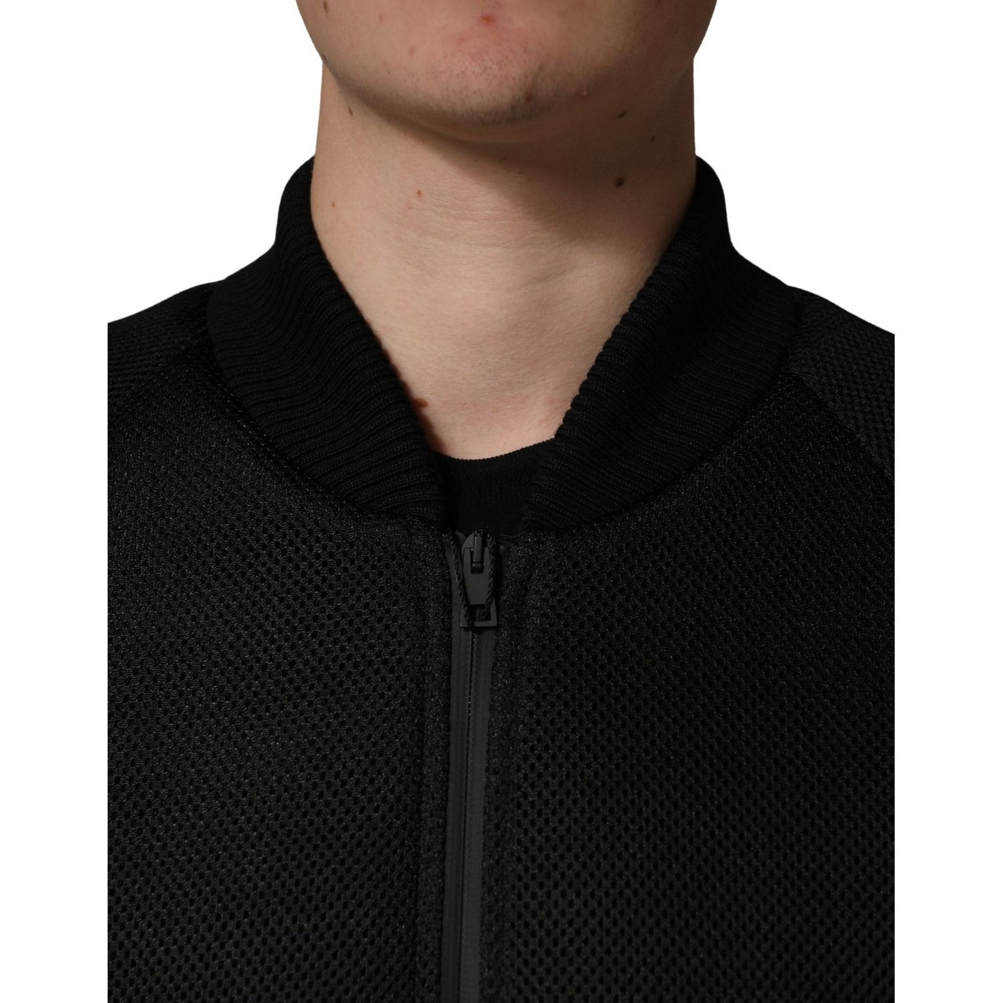 Dolce & Gabbana Men Black Nylon Full Zip Bomber Jacket