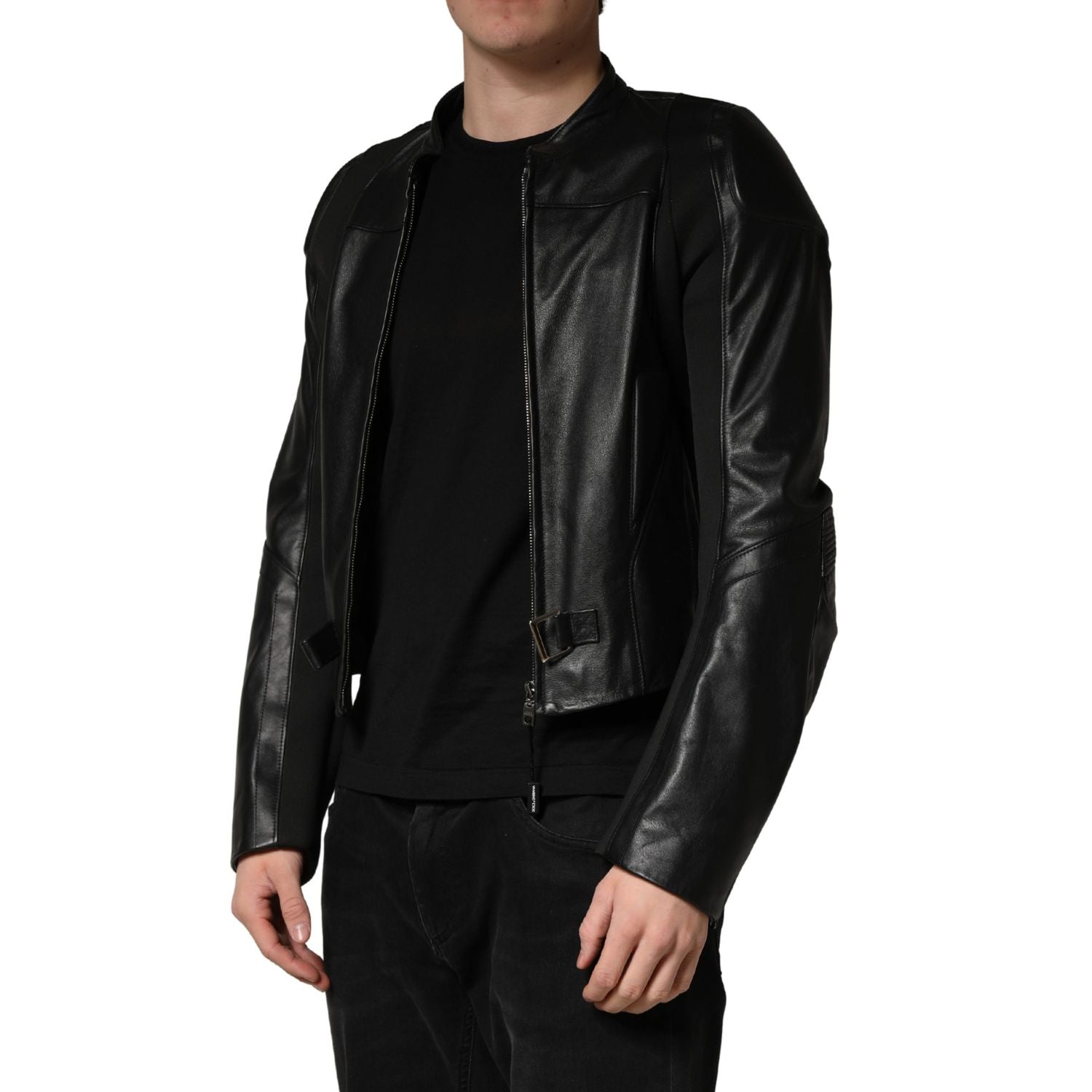 Dolce & Gabbana Black Nylon Full Zip Men Biker Coat Jacket