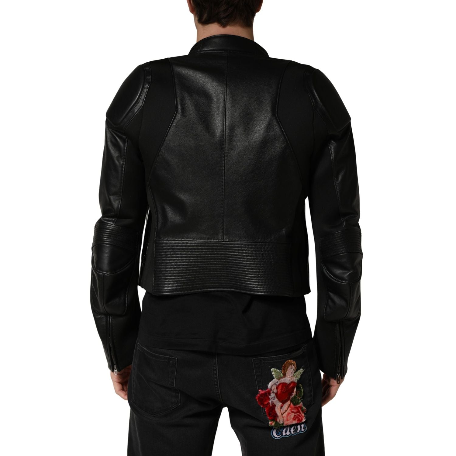 Dolce & Gabbana Black Nylon Full Zip Men Biker Coat Jacket