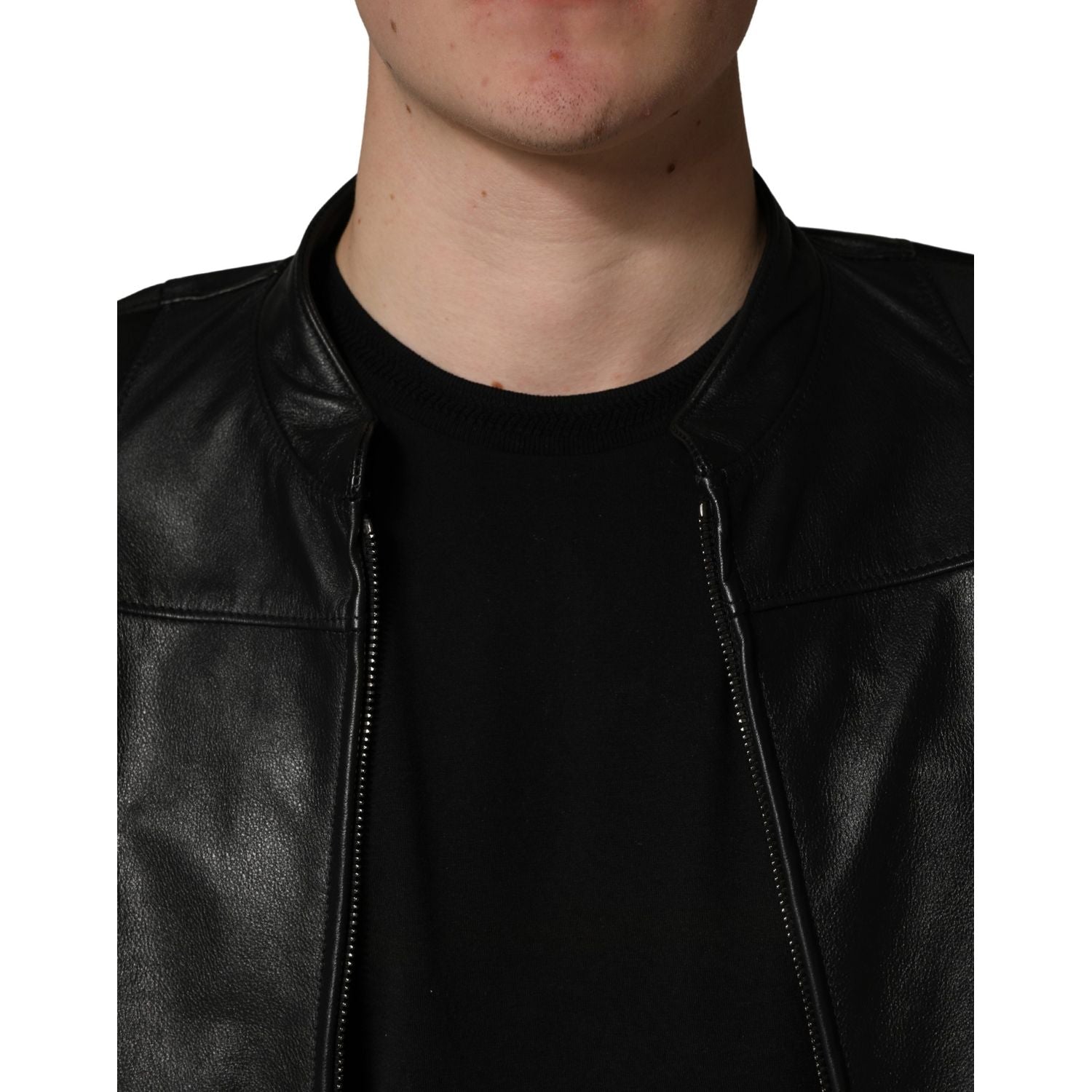 Dolce & Gabbana Black Nylon Full Zip Men Biker Coat Jacket