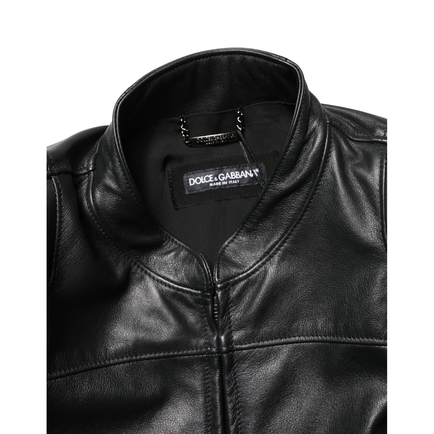 Dolce & Gabbana Black Nylon Full Zip Men Biker Coat Jacket
