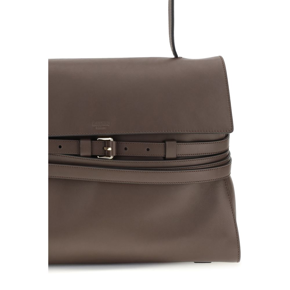 Moschino Brown Calf Leather Bos Taurus Handbag