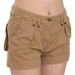 PLEIN SUD Brown Mid Waist 100% Cotton Mini Shorts