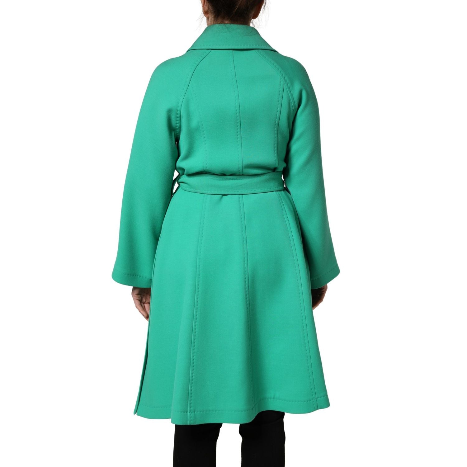 Dolce & Gabbana Green Buttoned Down Belt Trench Coat Jacket
