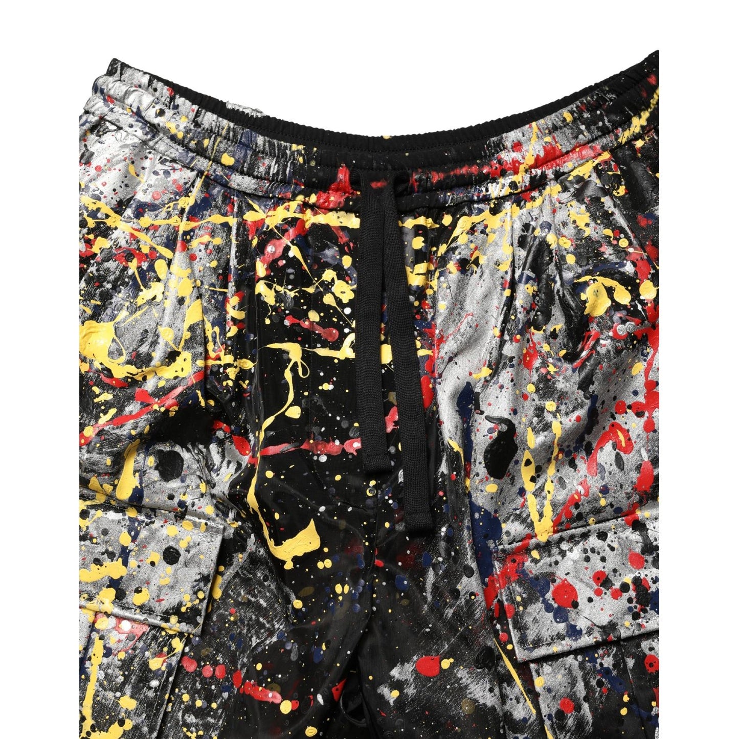 Dolce & Gabbana Black ColorSplash Effect Cargo Cropped Pants