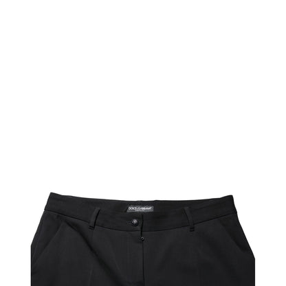 Dolce & Gabbana Black Wool High Waist Cropped Tapered Pants