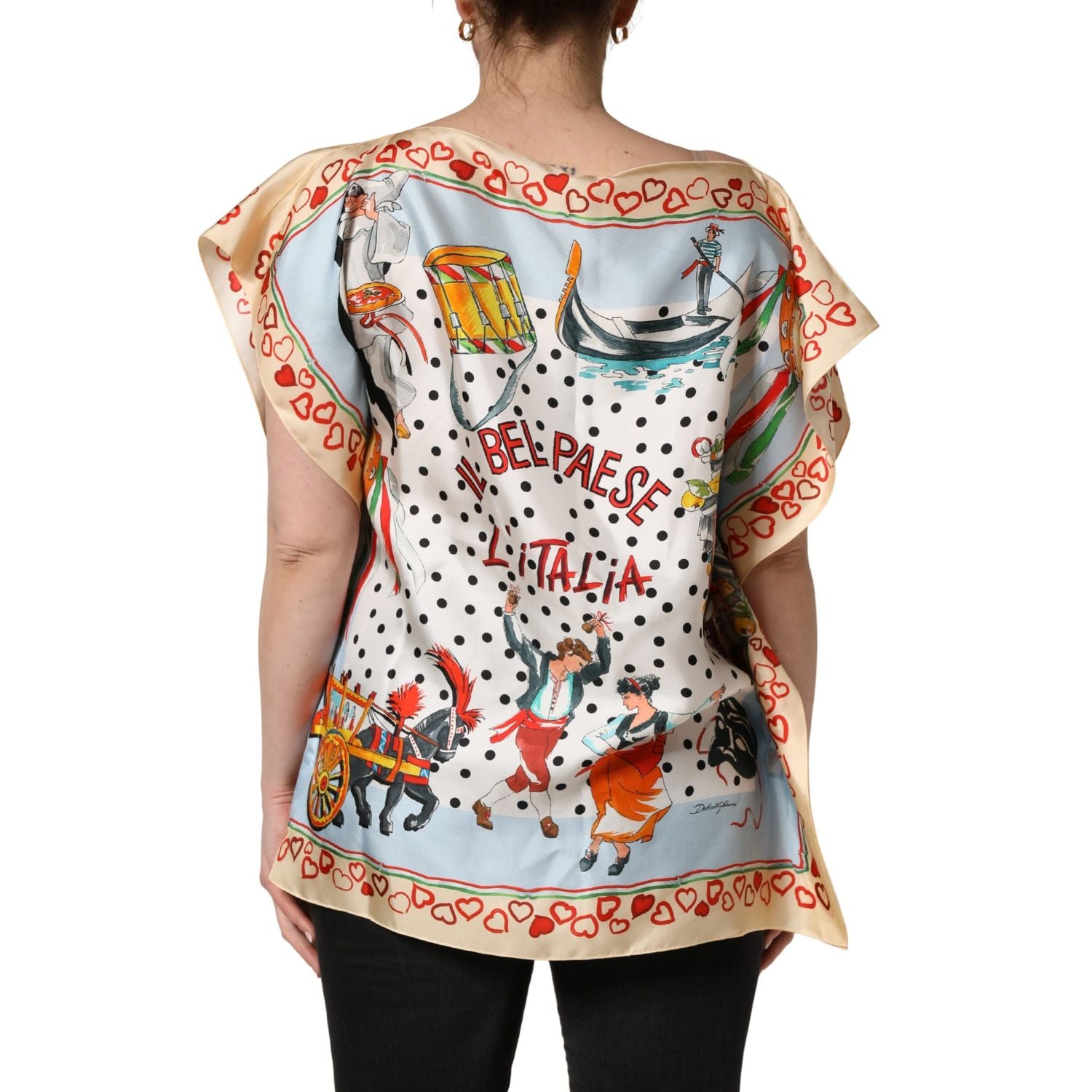 Dolce & Gabbana Multicolor Italy Scenes Graphic Silk Top