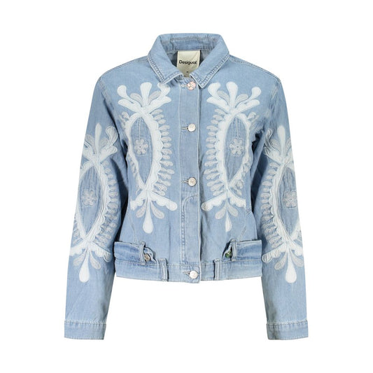 Desigual Azzurro Cotton Women Jacket 1728,67403481248,Blue,Clothing,Denim Jackets - Jackets & Coats - Clothing,Desigual,Jackets & Coats - Clothing,L,M,New with tags,S,Women,XS