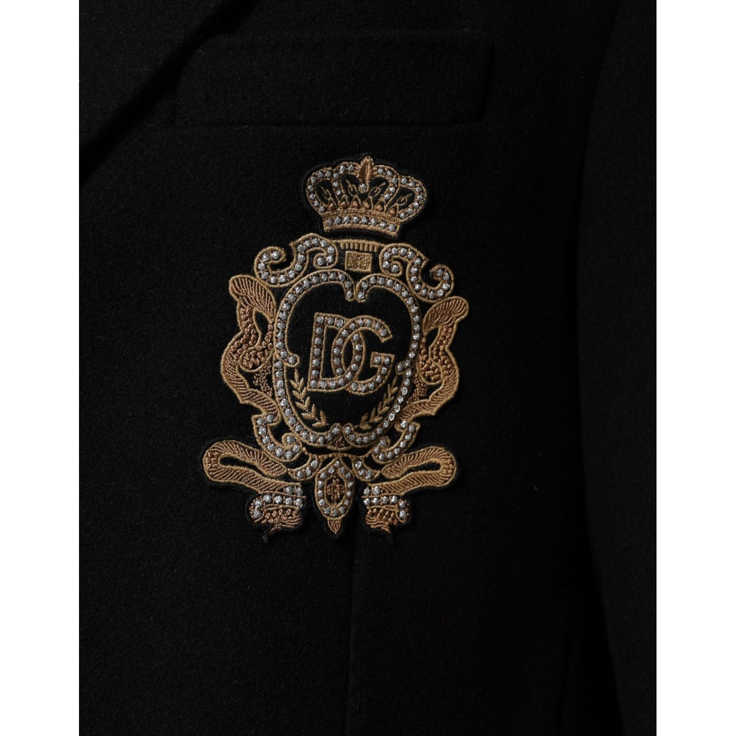 Dolce & Gabbana Black Heraldic Patch Single Breasted Blazer Jacket