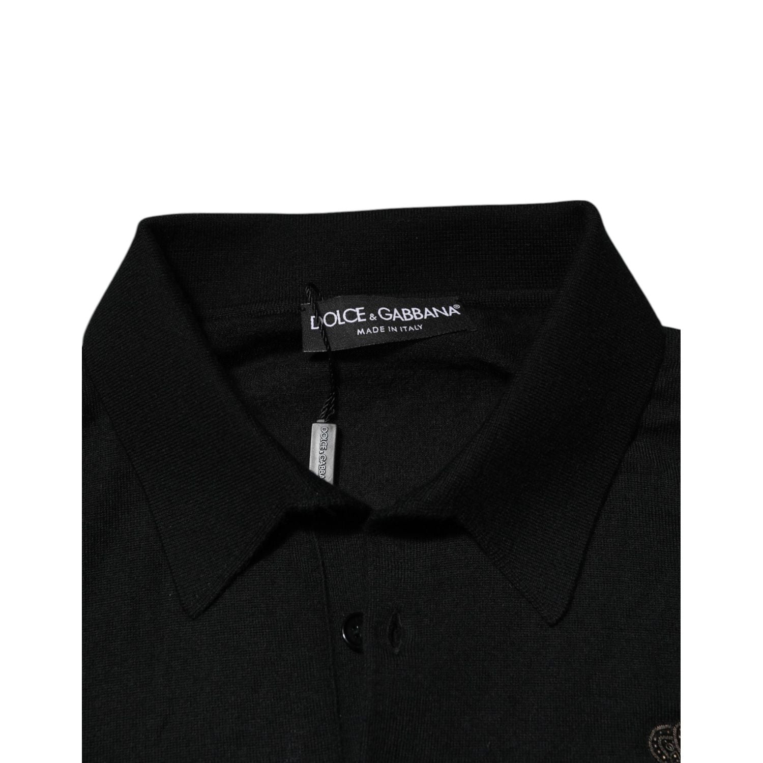 Dolce & Gabbana Black Crest Long Sleeve Men Pullover Sweater