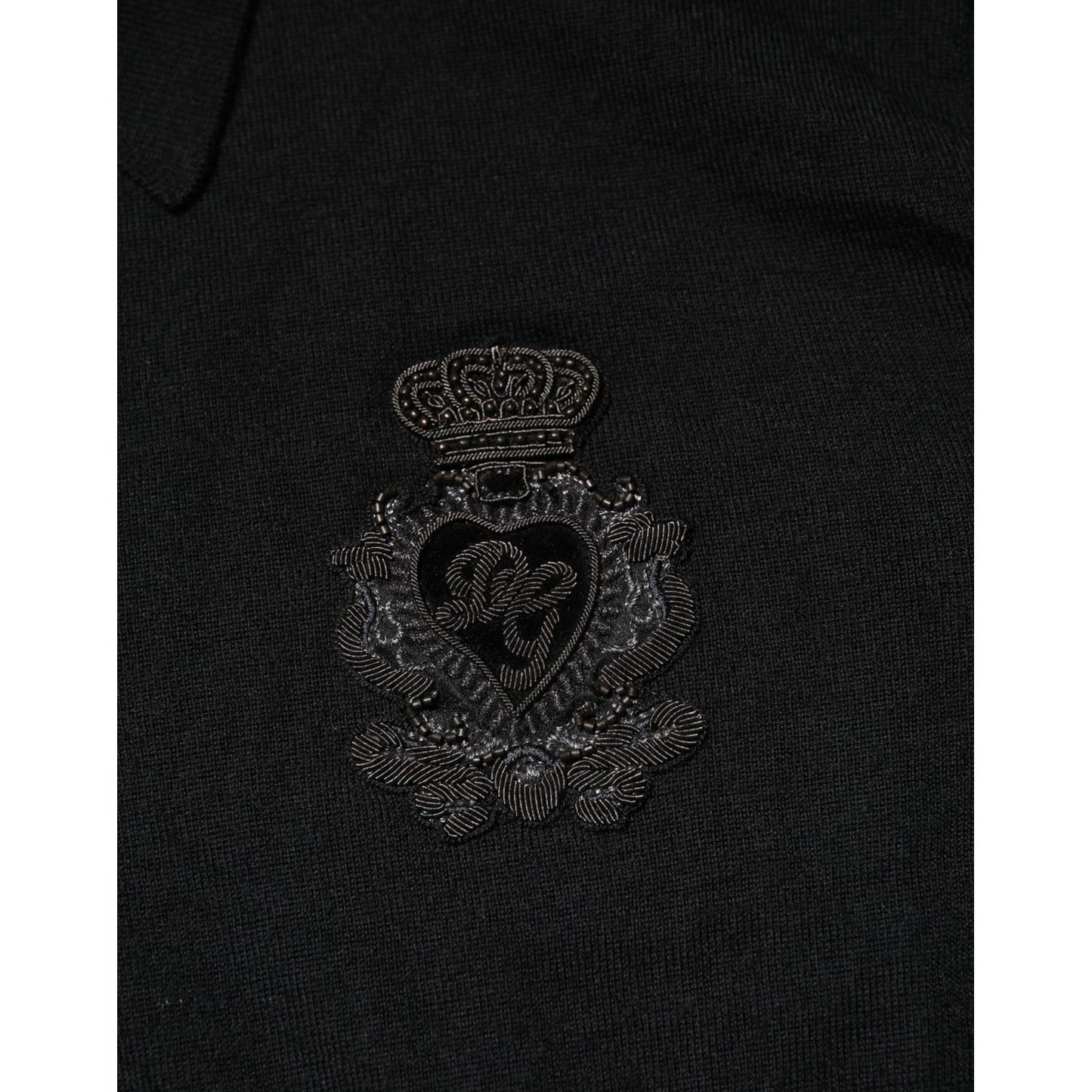 Dolce & Gabbana Black Crest Long Sleeve Men Pullover Sweater
