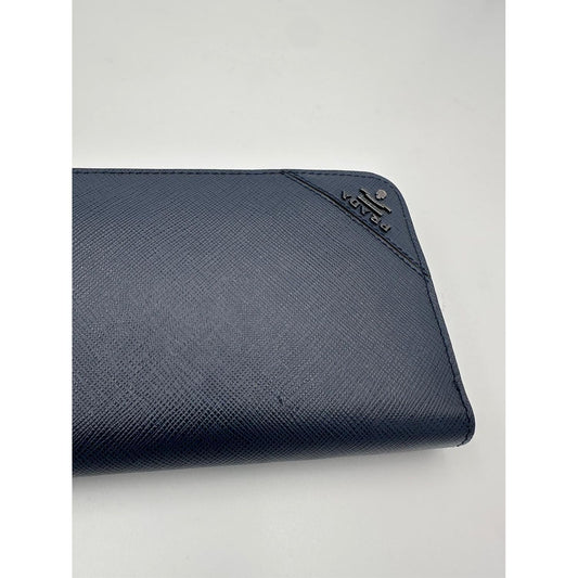 Prada PRADA Zip in Blue Saffiano Wallet