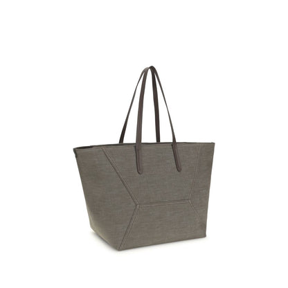 Brunello Cucinelli Brown Cotton Shoulder Bag