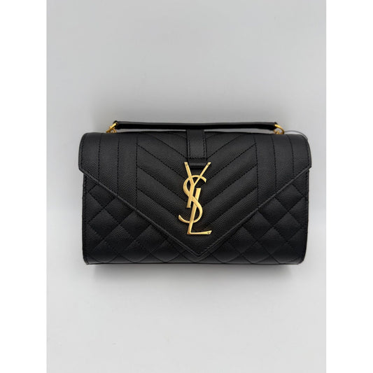 Saint Laurent SAINT LAURENT ENVELOPE SMALL in Black Grained Leather Handbag