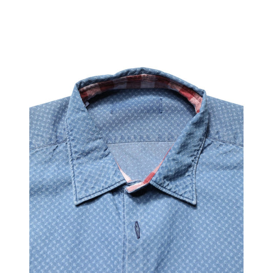 AGLINI Blue Cotton Slim Fit Collared LongSleeve Casual Shirt
