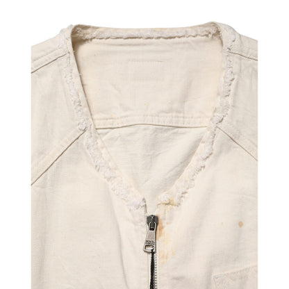 Dolce & Gabbana Off White Cotton FullZip Denim Blouson Jacket