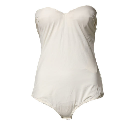 Elisabetta Franchi Off White Strapless One Piece Swimsuit Swimwear