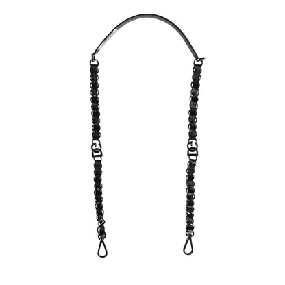 Dolce & Gabbana Black Leather Silver Chain Bag Accessory Shoulder Strap