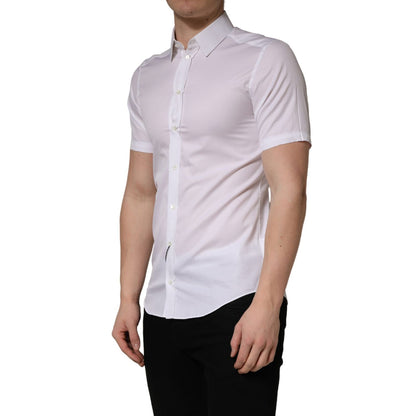 Dolce & Gabbana White Cotton Short Sleeves Button Down Shirt