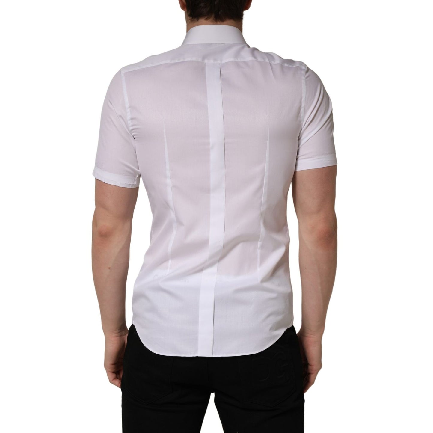 Dolce & Gabbana White Cotton Short Sleeves Button Down Shirt