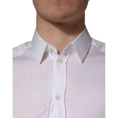 Dolce & Gabbana White Cotton Short Sleeves Button Down Shirt