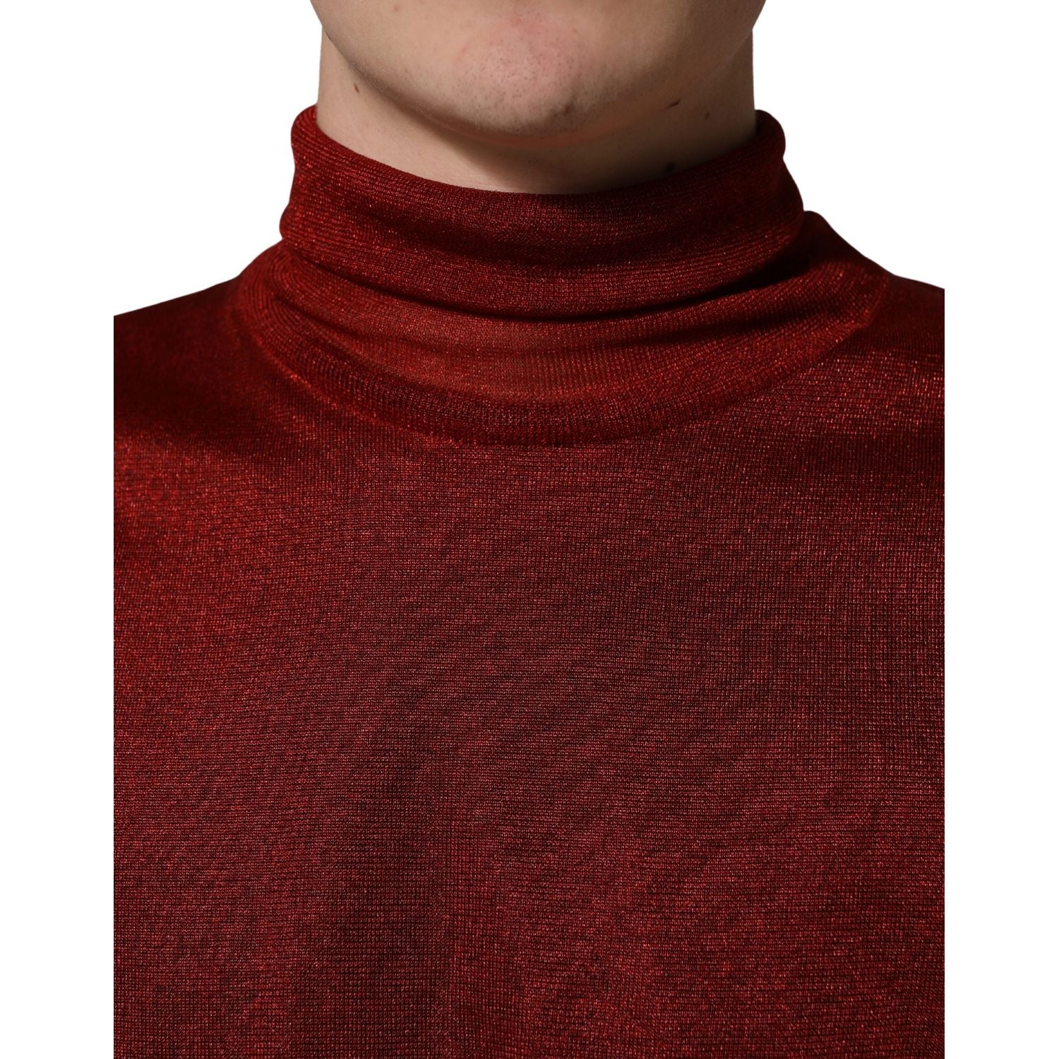 Dolce & Gabbana Red Long Sleeve TurtleNeck Pullover Sweater