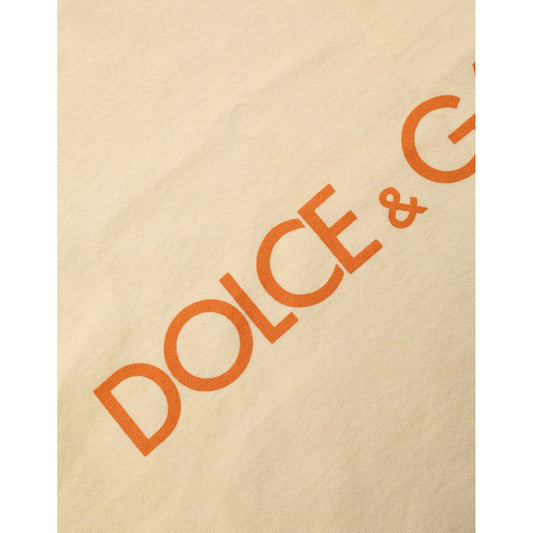 Dolce & Gabbana Yellow Logo Print Cotton Crew Neck T-shirt