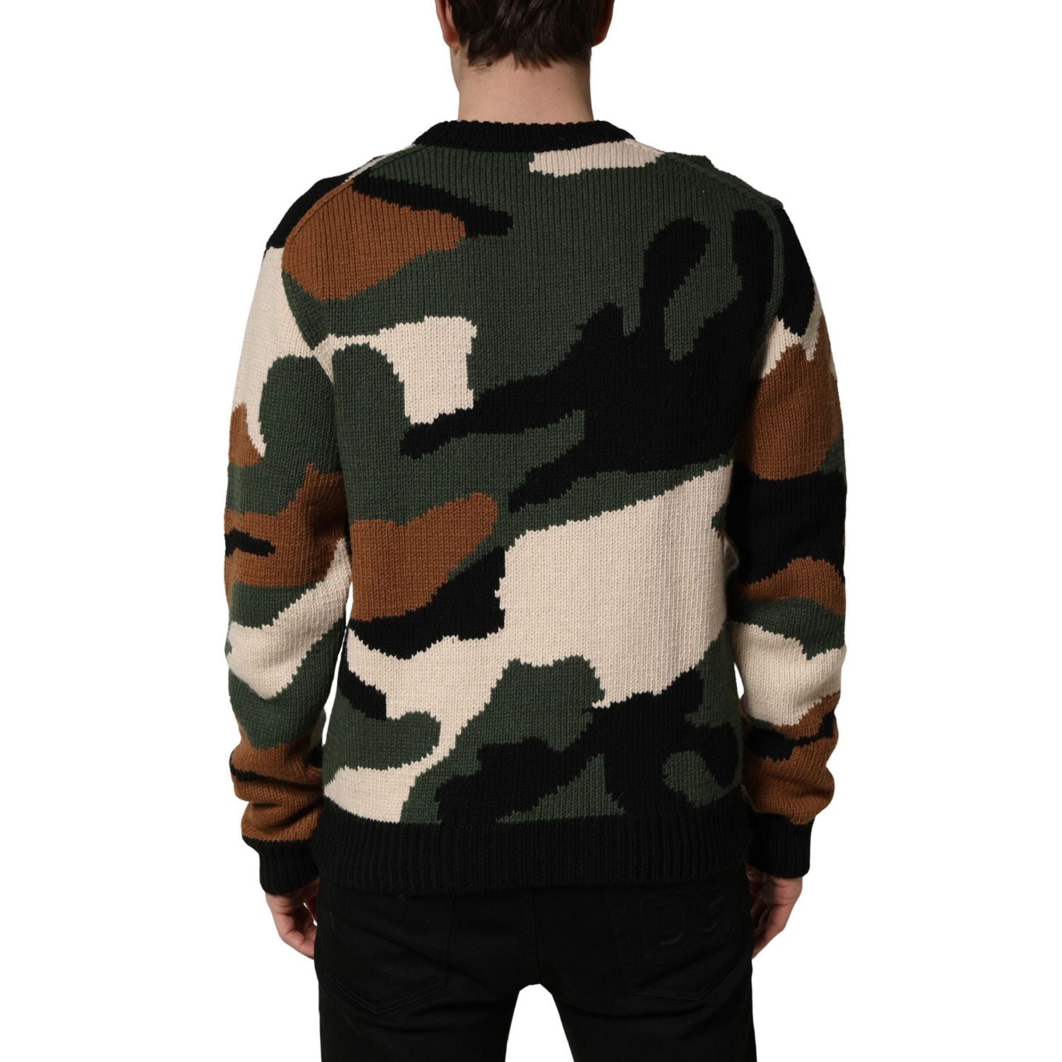Dolce & Gabbana Multicolor Intarsia Knit Camouflage Pullover Sweater