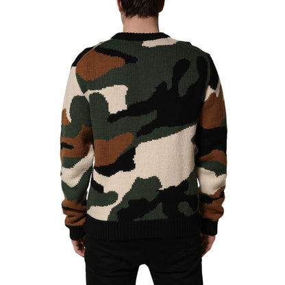 Dolce & Gabbana Multicolor Intarsia Knit Camouflage Pullover Sweater