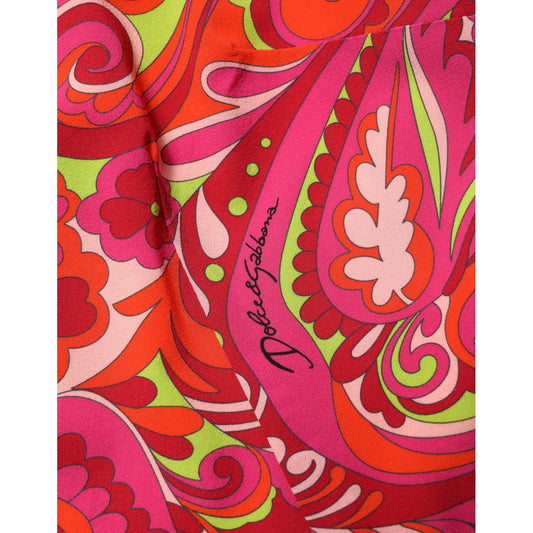 Dolce & Gabbana Red Paisley Floral Print Sheath Midi Dress
