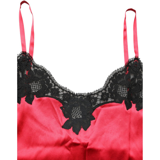 Dolce & Gabbana Red Silk Lace Trim Camisole Sleeveless Tank Top