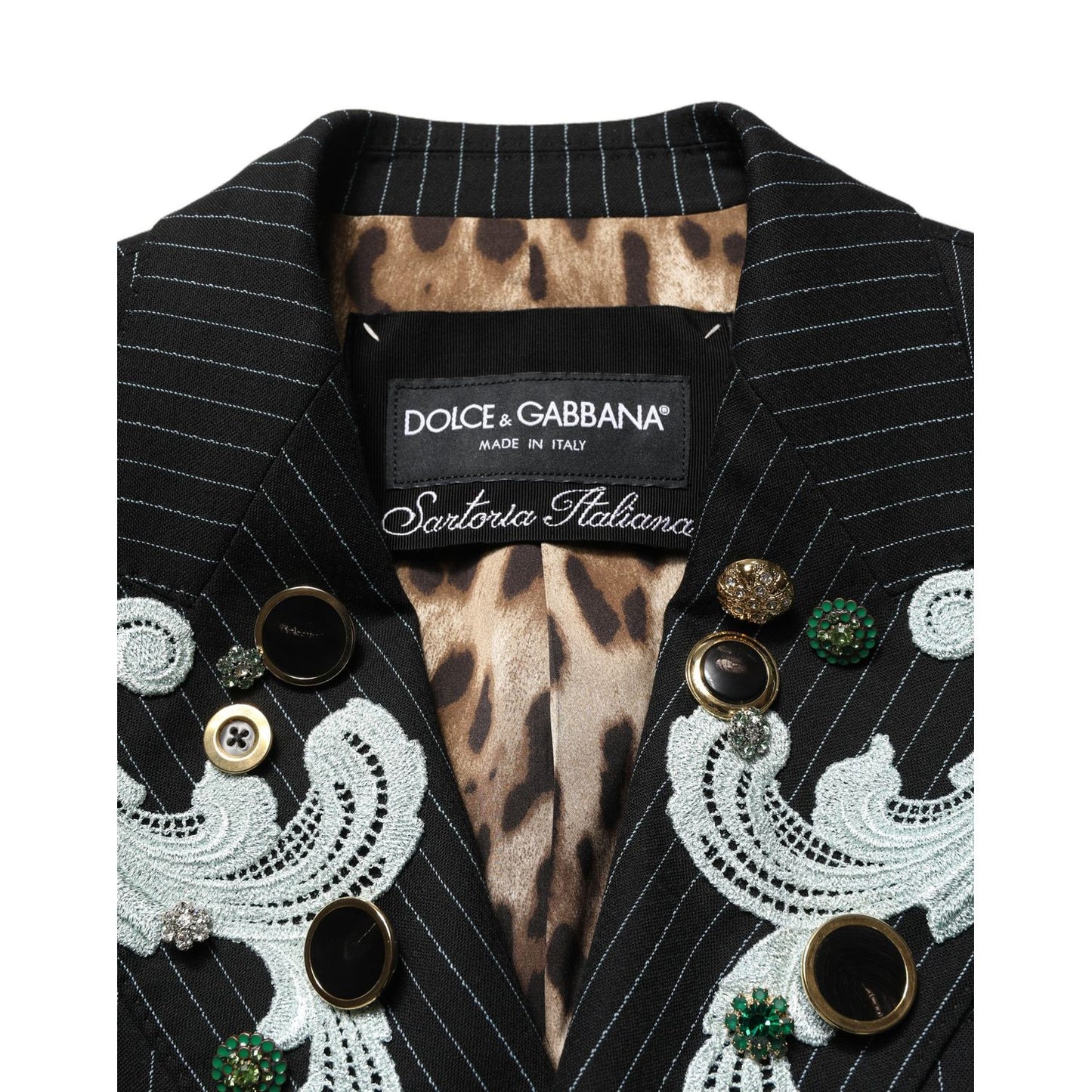 Dolce & Gabbana Black Stripe Double-Breasted Blazer Jacket