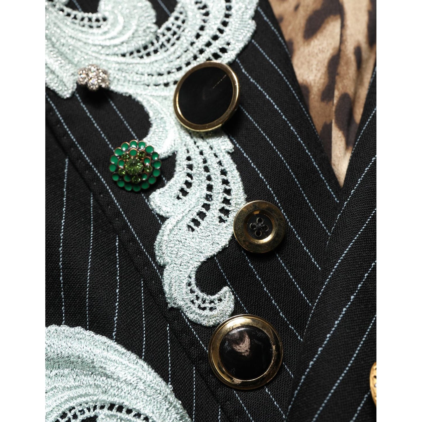 Dolce & Gabbana Black Stripe Double-Breasted Blazer Jacket