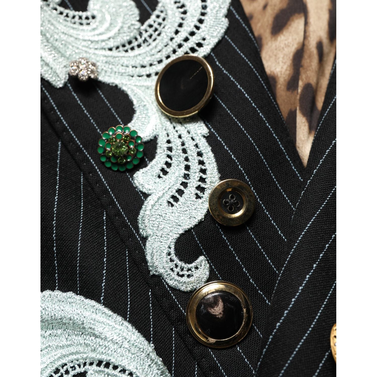 Dolce & Gabbana Black Stripe Double-Breasted Blazer Jacket