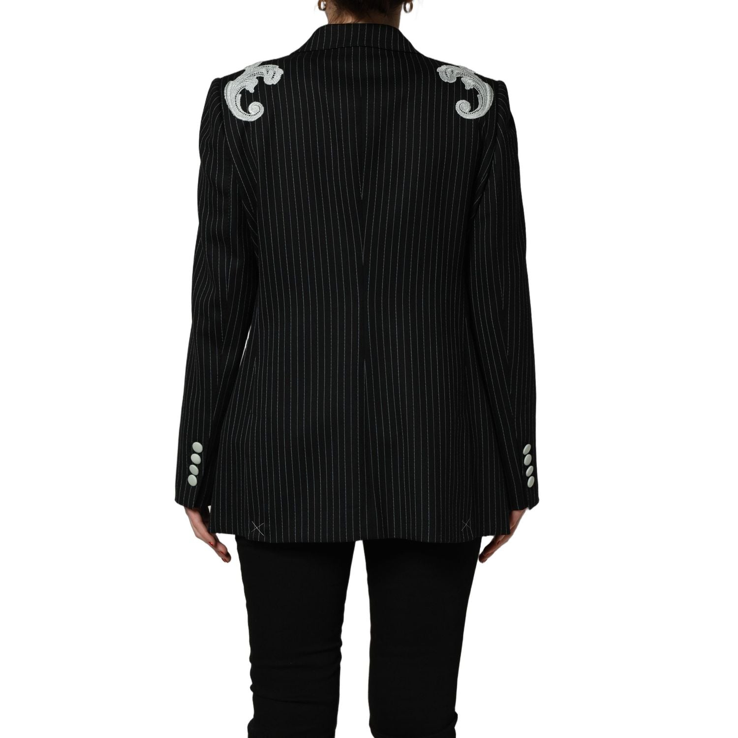 Dolce & Gabbana Black Stripe Double-Breasted Blazer Jacket