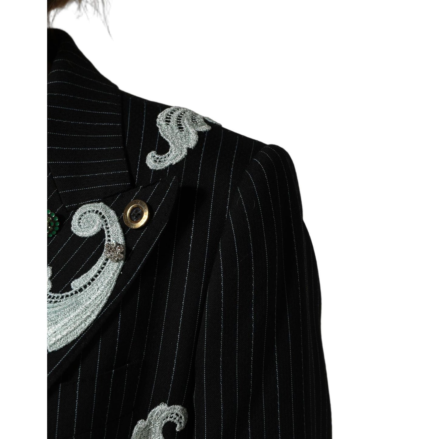 Dolce & Gabbana Black Stripe Double-Breasted Blazer Jacket