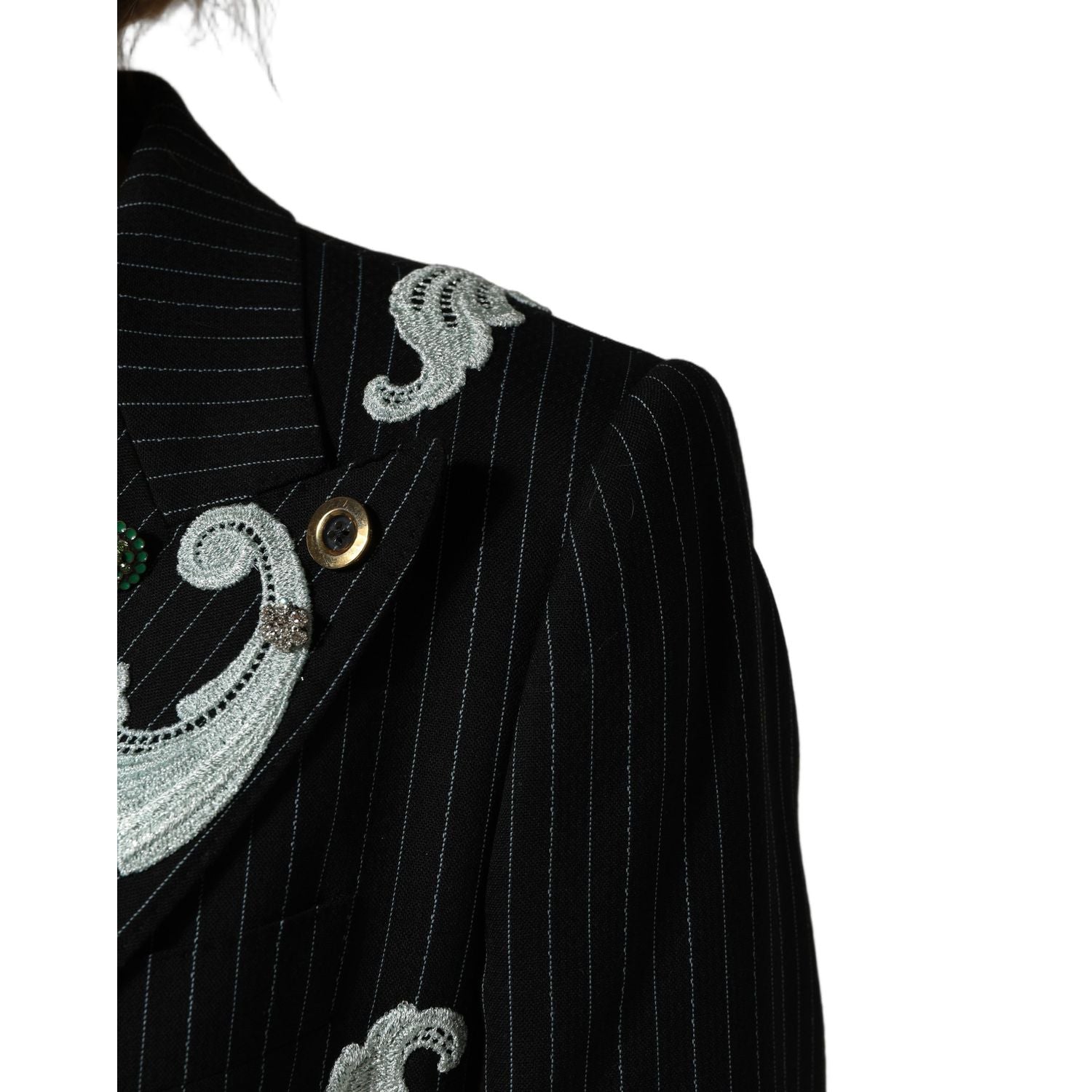 Dolce & Gabbana Black Stripe Double-Breasted Blazer Jacket