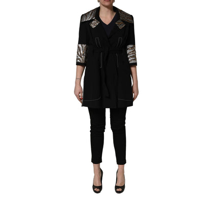 Dolce & Gabbana Black Single-Breasted Brocade Coat Jacket