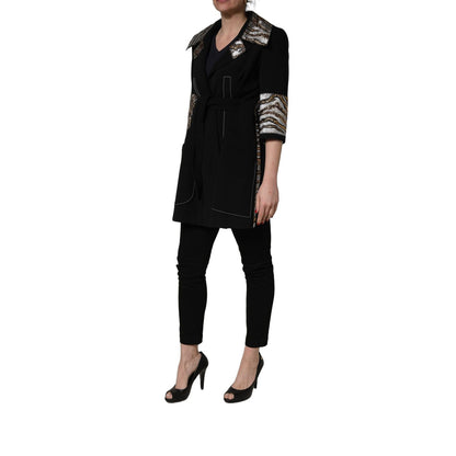Dolce & Gabbana Black Single-Breasted Brocade Coat Jacket