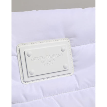 Dolce & Gabbana White Logo Plaque Polyester Quilted Shoulder Borse Bag