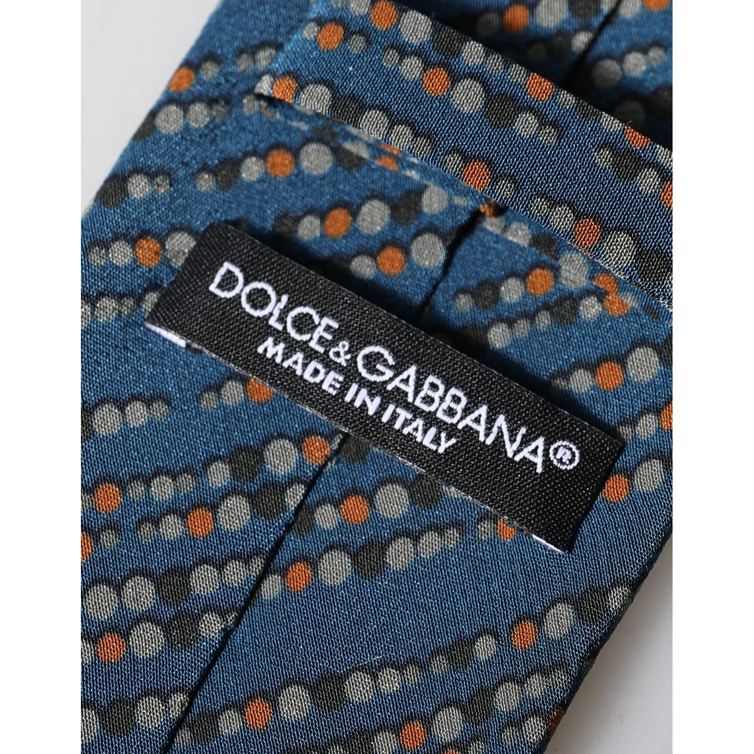 Dolce & Gabbana Blue Patterned 100% Silk Adjustable Men Tied Necktie Tie