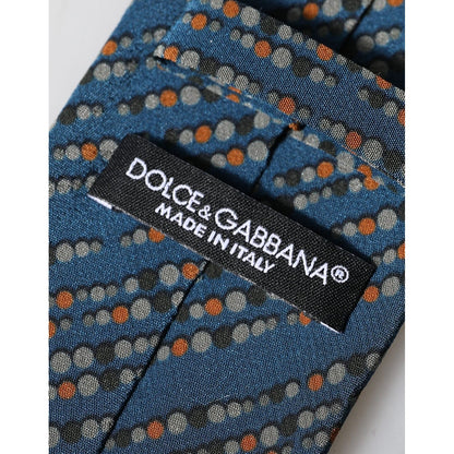 Dolce & Gabbana Blue Patterned 100% Silk Adjustable Men Tied Necktie Tie