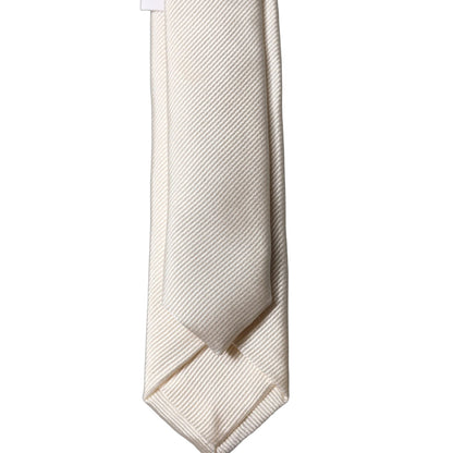 Dolce & Gabbana Off White Solid 100% Silk Adjustable Men Tied Necktie Tie