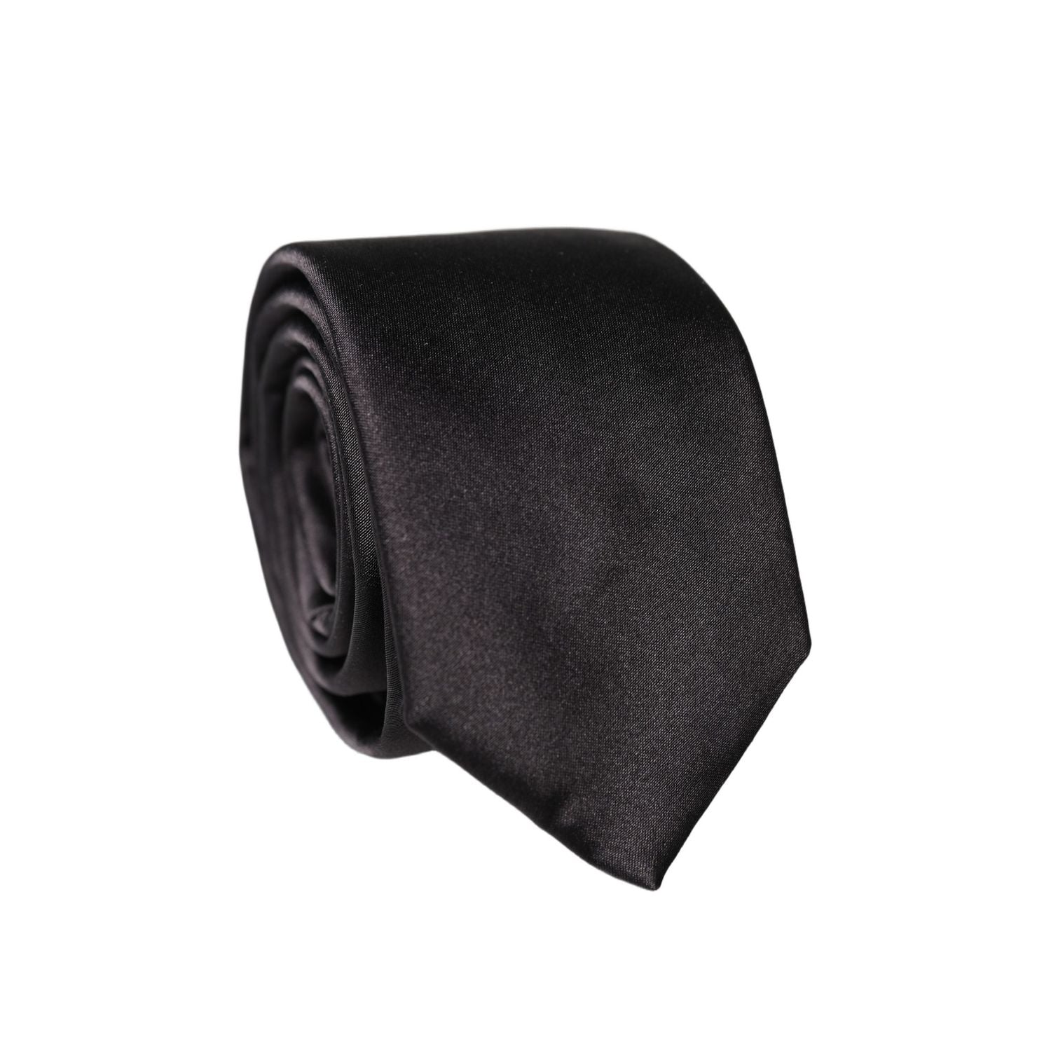 Dolce & Gabbana Black Solid Silk Satin Wide Adjustable Men Necktie Tie