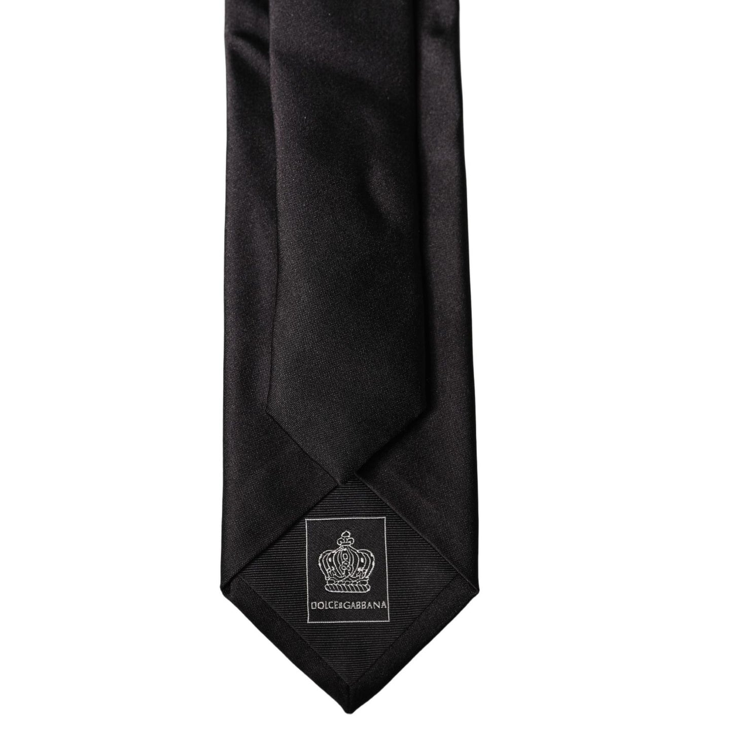 Dolce & Gabbana Black Solid Silk Satin Wide Adjustable Men Necktie Tie