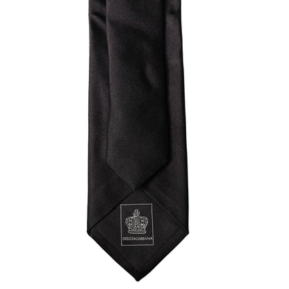 Dolce & Gabbana Black Solid Silk Satin Wide Adjustable Men Necktie Tie