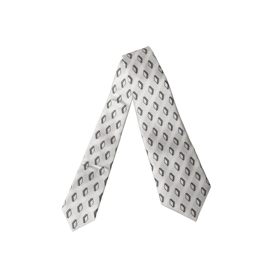 Dolce & Gabbana White Patterned Silk Adjustable Women Tied Necktie Tie